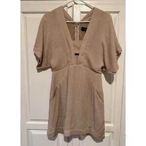 Anthropologie Adelyn Rae Keyhole Dress Size Small Mini Boho Coastal Beige